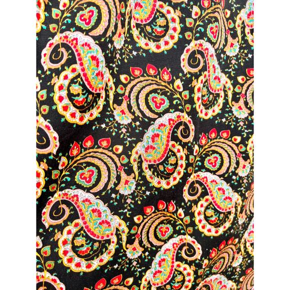 Nieves Lavi Cap Sleeve 100% Silk Paisley Print Maxi Dress Black Women's Size 0 - Picture 4 of 8